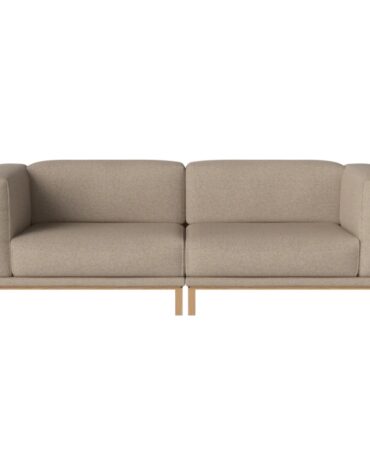 braunes Polstersofa mit Holzgestell