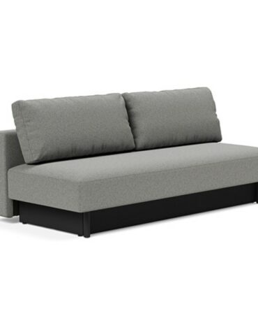 graues Klappsofa mit Kissen