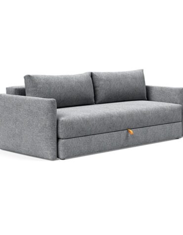 graues Klappsofa mit Kissen
