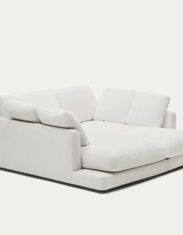 weisses Sofa mit doppelter Chaiselongue, Seitenansicht