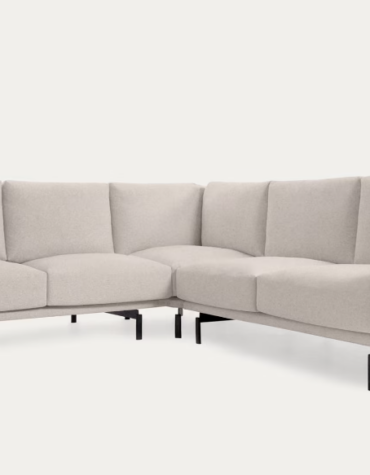 Ecksofa mit 4-Sitzen beige, schwarze Beine