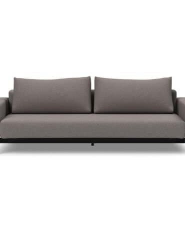 braunes Klappsofa mit Holzbeinen
