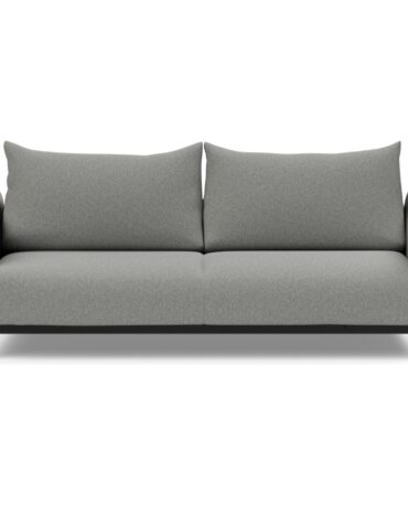 graues Klappsofa mit Kissen