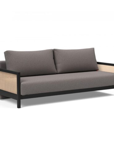 braunes Klappsofa mit schwarzem Gestell