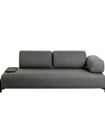 schwarzes Polster Sofa mit Tablett links