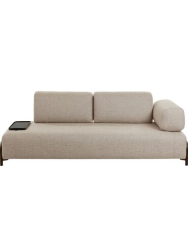 beiges Polster Sofa mit Tablett links