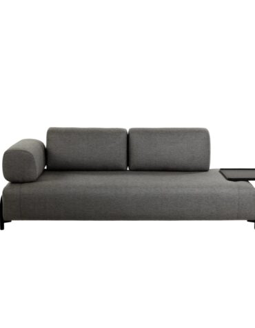 schwarzes Polster Sofa mit Tablett rechts