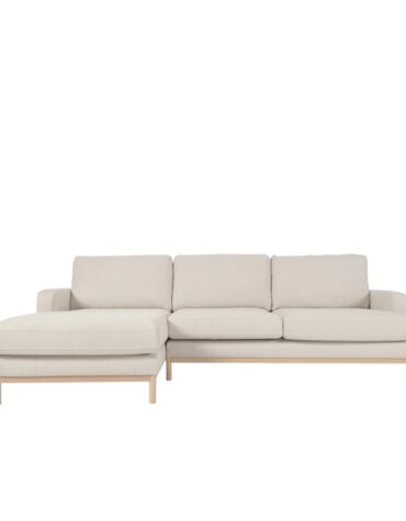 beiges Polster Sofa L-Form mit Holzbeinen