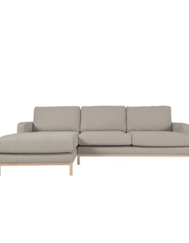 beiges Polster Sofa L-Form mit Holzbeinen