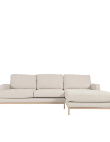 beiges Polster Sofa L-Form mit Holzbeinen