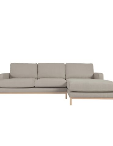 beiges Polster Sofa L-Form mit Holzbeinen