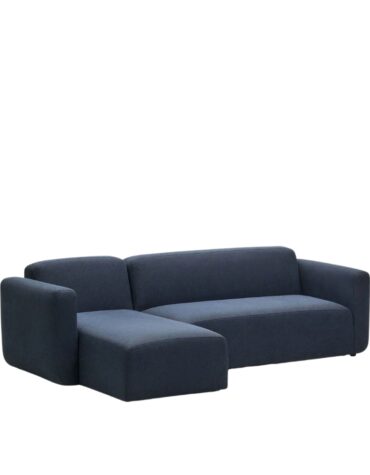 blaues Polster Sofa L-Form links