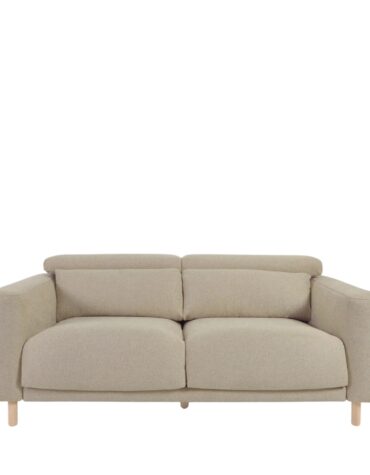 beiges Polster Sofa mit Holzbeinen