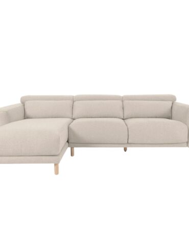 beiges Polster Sofa mit Holzbeinen L-Form