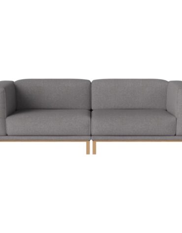 graues Polstersofa mit Holzbeinen