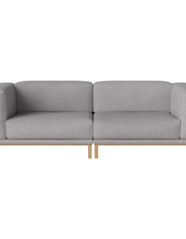 graues Polstersofa mit Holzbeinen