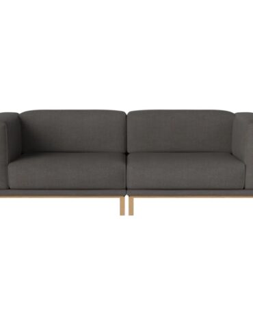 braunes Polstersofa mit Holzbeinen