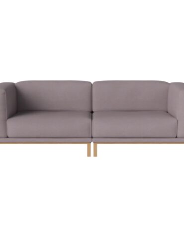 pinkes Polstersofa mit Holzbeinen