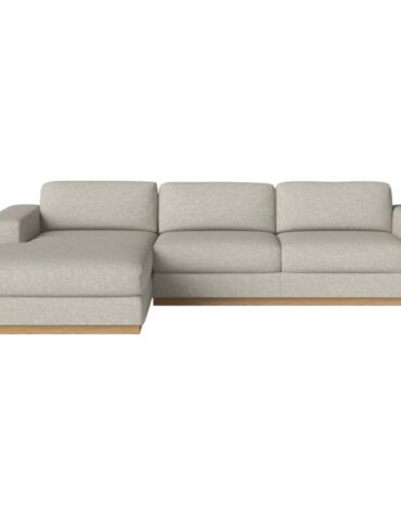 beiges Polster Sofa mit Holzfundament L-Form links