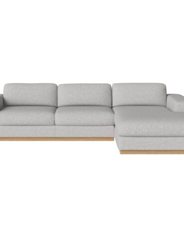 graues Polster Sofa mit Holzfundament L-Form rechts