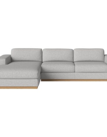 graues Polster Sofa mit Holzfundament L-Form links