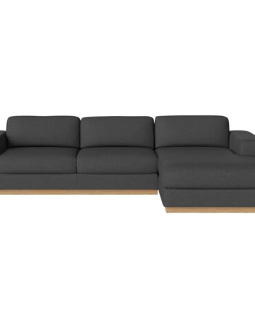 schwarzes Polster Sofa mit Holzfundament L-Form rechts