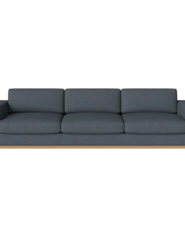 blaues Polster Sofa mit Holzfundament