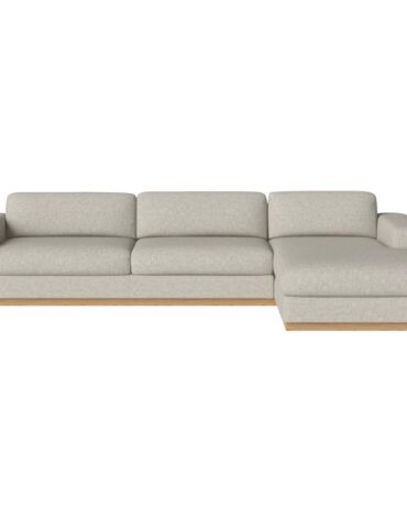 beiges Polster Sofa mit Holzfundament L-Form rechts
