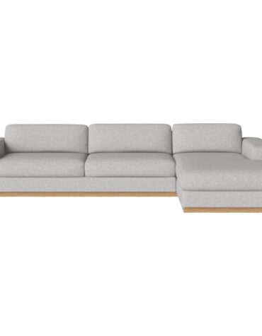 graues Polster Sofa mit Holzfundament L-Form rechts