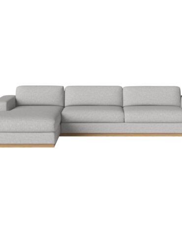 graues Polster Sofa mit Holzfundament L-Form links