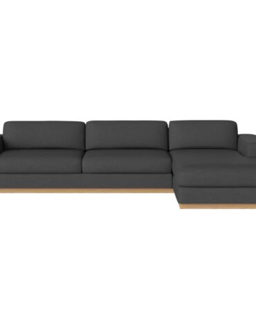 schwarzes Polster Sofa mit Holzfundament L-Form rechts