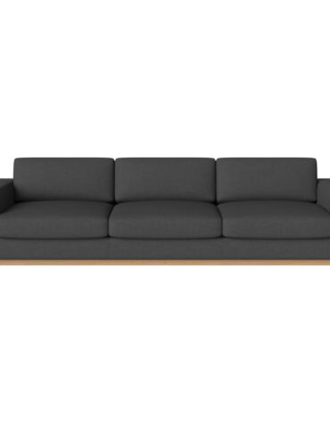 schwarzes Polster Sofa mit Holzfundament
