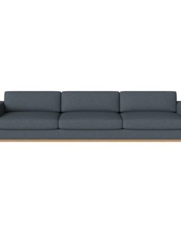blaues Polster Sofa mit Holzfundament