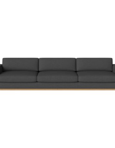 schwarzes Polster Sofa mit Holzfundament