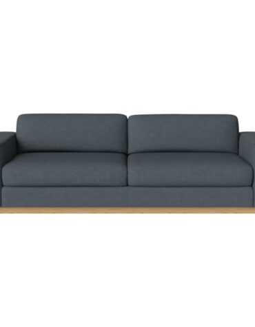 Dunkelblaues Polster Sofa mit Holzfundament