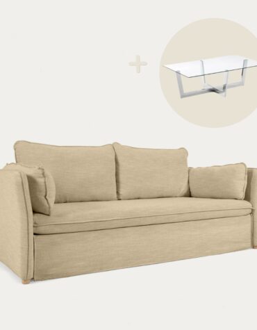 Set: Tanit Schlafsofa + Plam Couchtisch