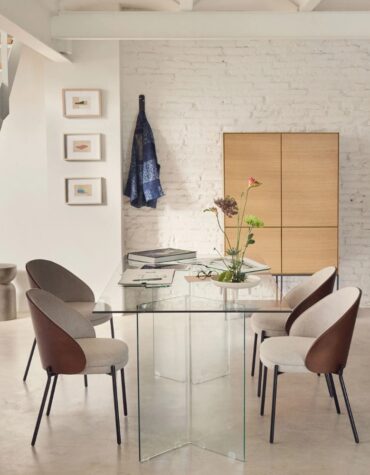 Set: Burano Glastisch + 4 Stühle